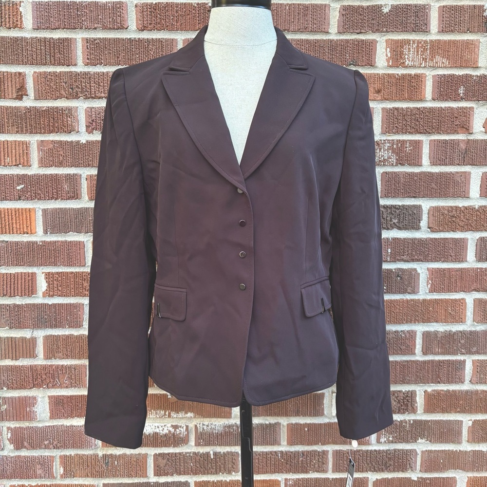 Tahari ASL NWT Womens Notch-Collar Black Blazer Suit Jacket Size 10